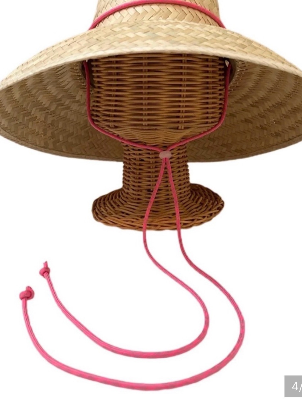 Sarah Bray Begonia Hat w/Khaki and Pink Cord - Picture 3 of 4